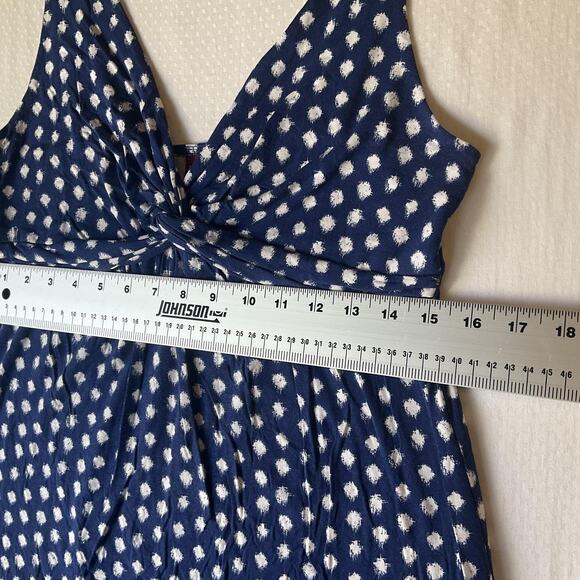 Merona Women Dress M Blue Polka Dot Empire Waist Sundress Twist Front Sleeveless - Picture 7 of 9